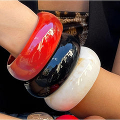 Colorful Resin Bangles for Women Trendy Chunky Acrylic Cuff Irregular Wristbands