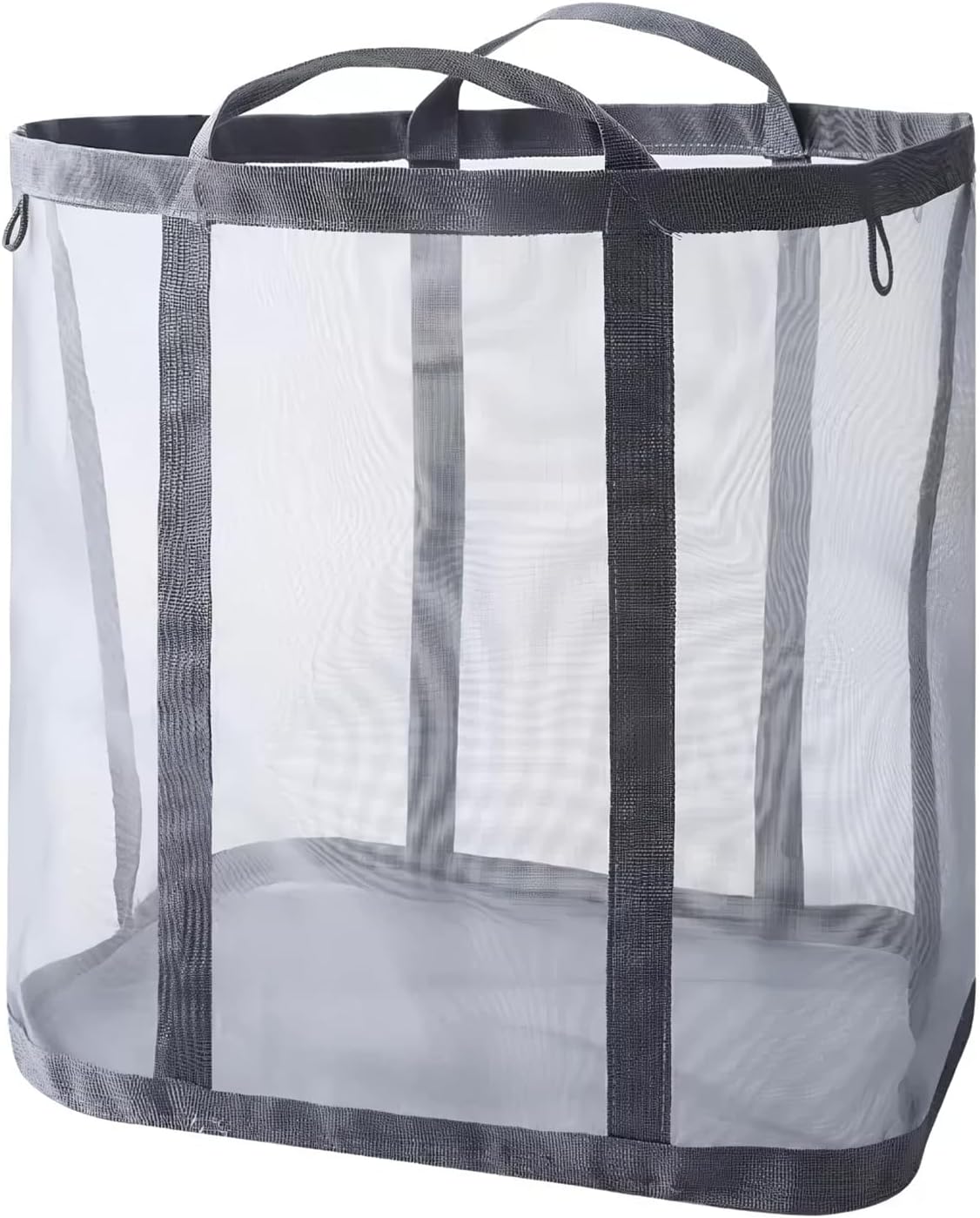 Foldable Wall-Mounted Laundry Basket, Collapsible Nylon Mesh Hamper with Reinforced Carry Handles for Laundry, Bathroom, Dorm or Travel (41L, Grey)