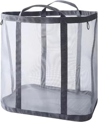 Foldable Wall-Mounted Laundry Basket, Collapsible Nylon Mesh Hamper with Reinforced Carry Handles for Laundry, Bathroom, Dorm or Travel (41L, Grey)