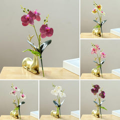 Artificial Plant, Artificial Fake Flowers, Vivid Appearance Non Withered Create Romantic Atmospheres Two Forks and Three Flowers Simulated Phalaenopsis Home Supplies White