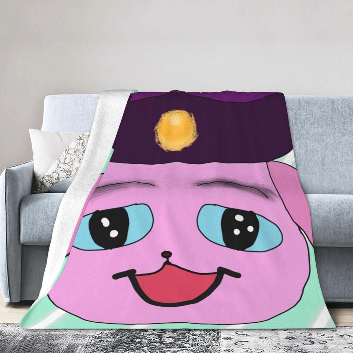 Dog Head in hat 40"x30" Ultra Soft Micro Fleece Blanket - Easy Care and Durable Suitable for Bed, Sofa, Camping