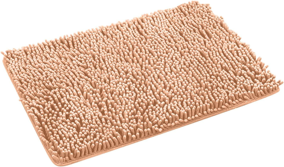 Bathroom Rug 27" X 18" Shaggy Washable Non-Slip Absorbent Microfiber Extra Soft Thick Pink Bath Mat Plush Machine Wash Dry Quick Dry Bath Rug for Tub Kitchen Shower Bathroom Floor
