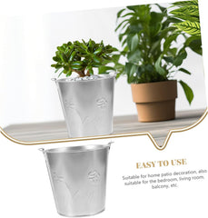 Handheld Metal Flower Pot for Indoor and Outdoor Plants Galvanized Iron Planter Drainage Small Succulent Pot for Balcony Garden Decor