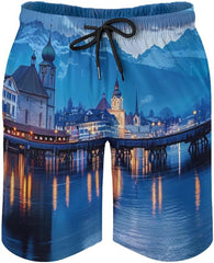 Lucerne Men's Swim Trunks Quick Dry Hawaii Board Shorts Mesh Lining Beach Swimwear with Pockets