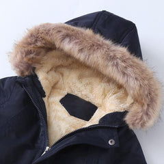 Happy Cherry Kids Winter Coats with Fur Hooded Light Puffer Coat Warm Fleece Jacket for Baby Boys Girls Toddler