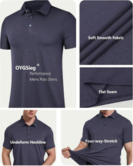 OYGSieg 6 Pack Mens Polo Shirts Performance Short Sleeve Golf Shirt Moisture Wicking Athletic Casual Collared T-Shirt