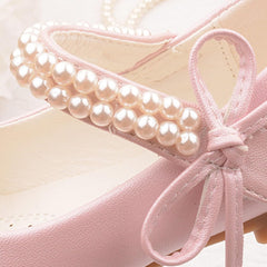 Girls Dress Shoes Toddler Flower Girl Dress Shoes Little Girl Ballet Flats Pearl Strap for Toddler Dress up Shoes