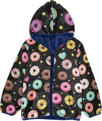 CHIFIGNO Colorful Donut Black Kids Zip up Jacket Lightweight Thick Fleece Outerwear Jackets 3T