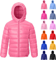 Kids Toddler Puffer Jacket Girls Boys Winter Coat Unisex Basic Warm Hooded Zip Up Lightweight Outerwear with Pockets