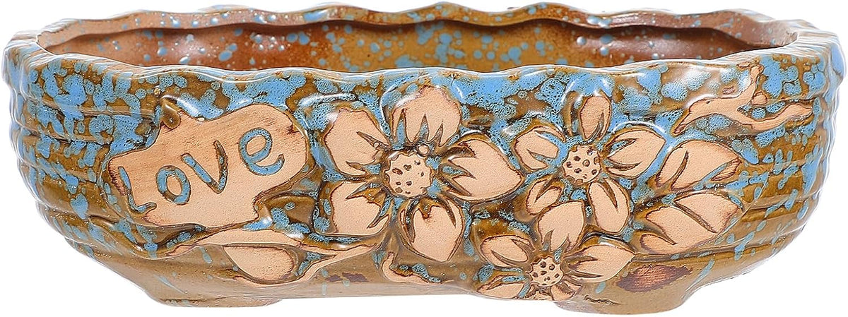 Operitacx 7.48 Inch Ceramic Succulent Pot, Large Succulent Planter for Plant Windowsill Office Desk