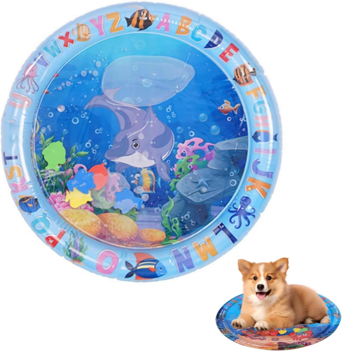 Cat Water Bed - Cooling Pet Mat for Summer, Thickened & Leak-Proof Design, Interactive Sensory Play Mat for Indoor Cats/Kittens, Comfortable Tummy Time Mat (B,25.6 * 25.6 * 3.1 inch)