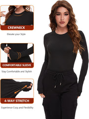 4/5 Pack Women’s Long Sleeve Basic Shirts Crew Neck Slim Fitted Compression Gym Workout Athletic Underscrubs Tops