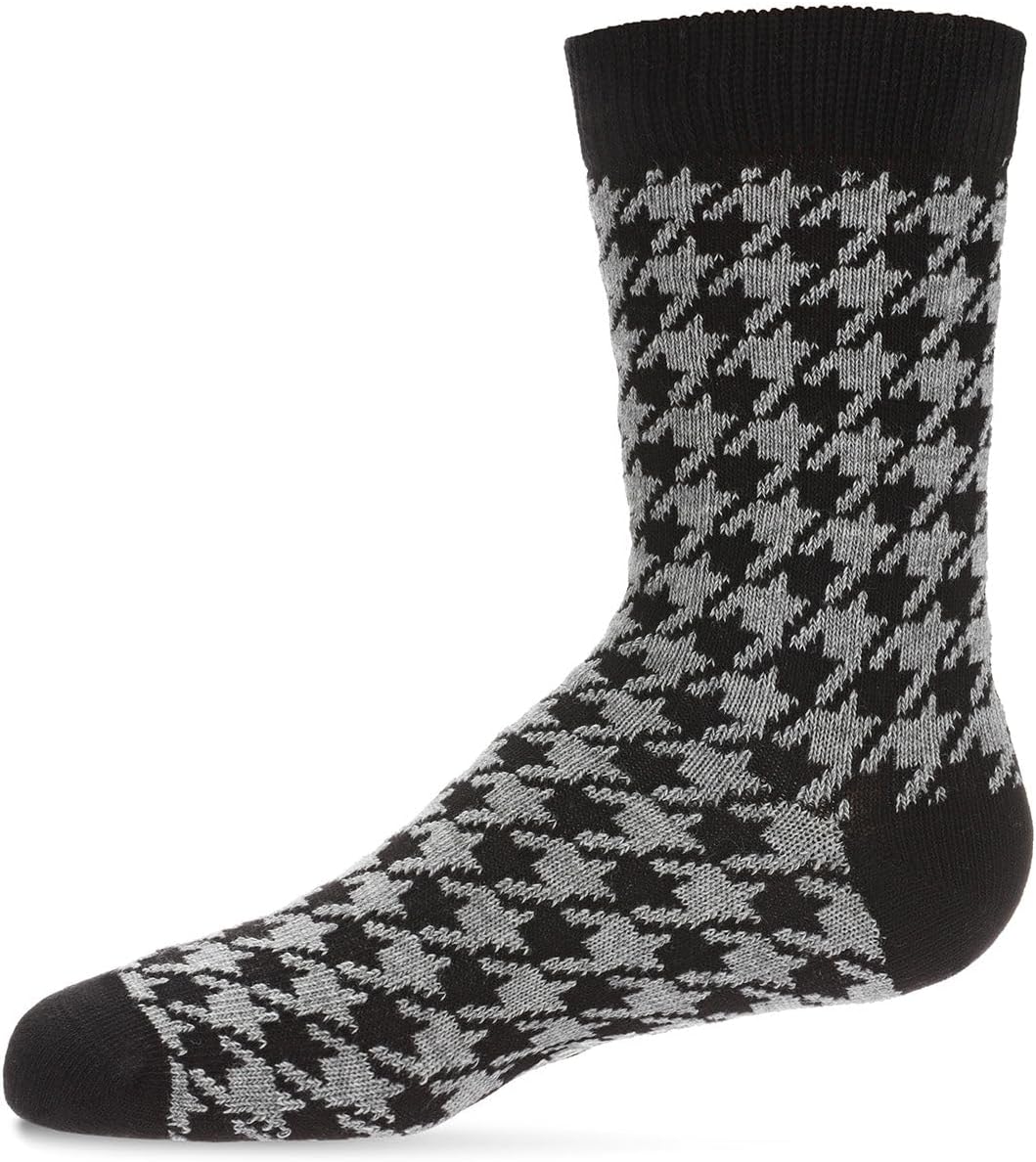 MeMoi Boys Houndstooth Cotton-Rich Crew Sock
