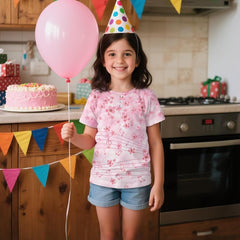 Girls Short Sleeve Shirts with Henley Neck Cute & Lightweight Summer Tees Tops T-Shirts for Kids Daily Wear