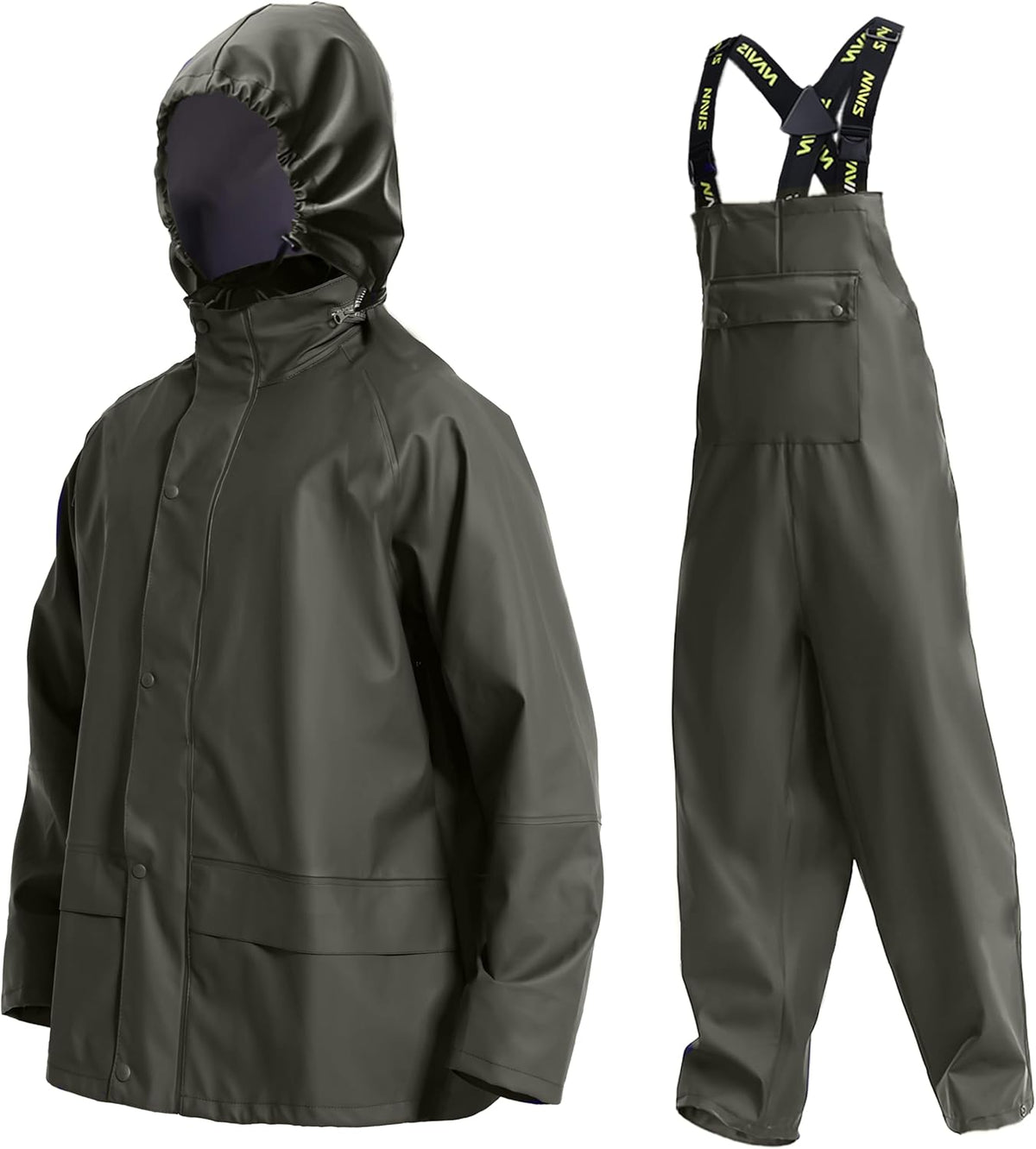 Men's Workwear PRO Rain Suit - Waterproof Jacket and Bib Pants 3-piece Set for Ultimate Safety and Comfort