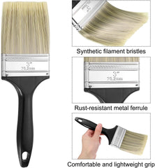 HARFINGTON Flat Paint Brush 3" Reusable Plastic Grip Metal Ferrule Synthetic Bristle Paintbrushes for Wall Cabinet Decks Fences Interior Exterior Painting