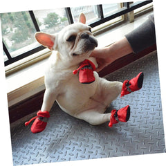 UPKOCH 4Pcs Winter Dog Boots Non Slip Paw Protectors Cute Christmas Dog Shoes Soft Sole for Comfort Traction for Pets