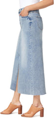 Kensie Jeans for Women High Rise Frayed Hem Front Slit Maxi Jean Skirt 36-Inch, Sizes 0-12