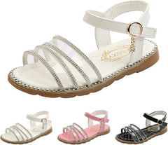 Girls' Sandals Fashion Spring Summer Children Sandals Girls Flat Open Toe Buckle Light and Comfortable Solid Color (Pink, 9.5 Toddler)