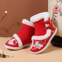 Baby Girls Embroidered Warm Cotton Boots Princess Cotton Boots National Boots Little Girls Boots Winter Snow Boots