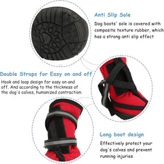 4Pcs Dog Boots, Soft Dog Outdoor Shoes Dog Protector with Reflective Strips for Small Medium Large Dogs (XXL)