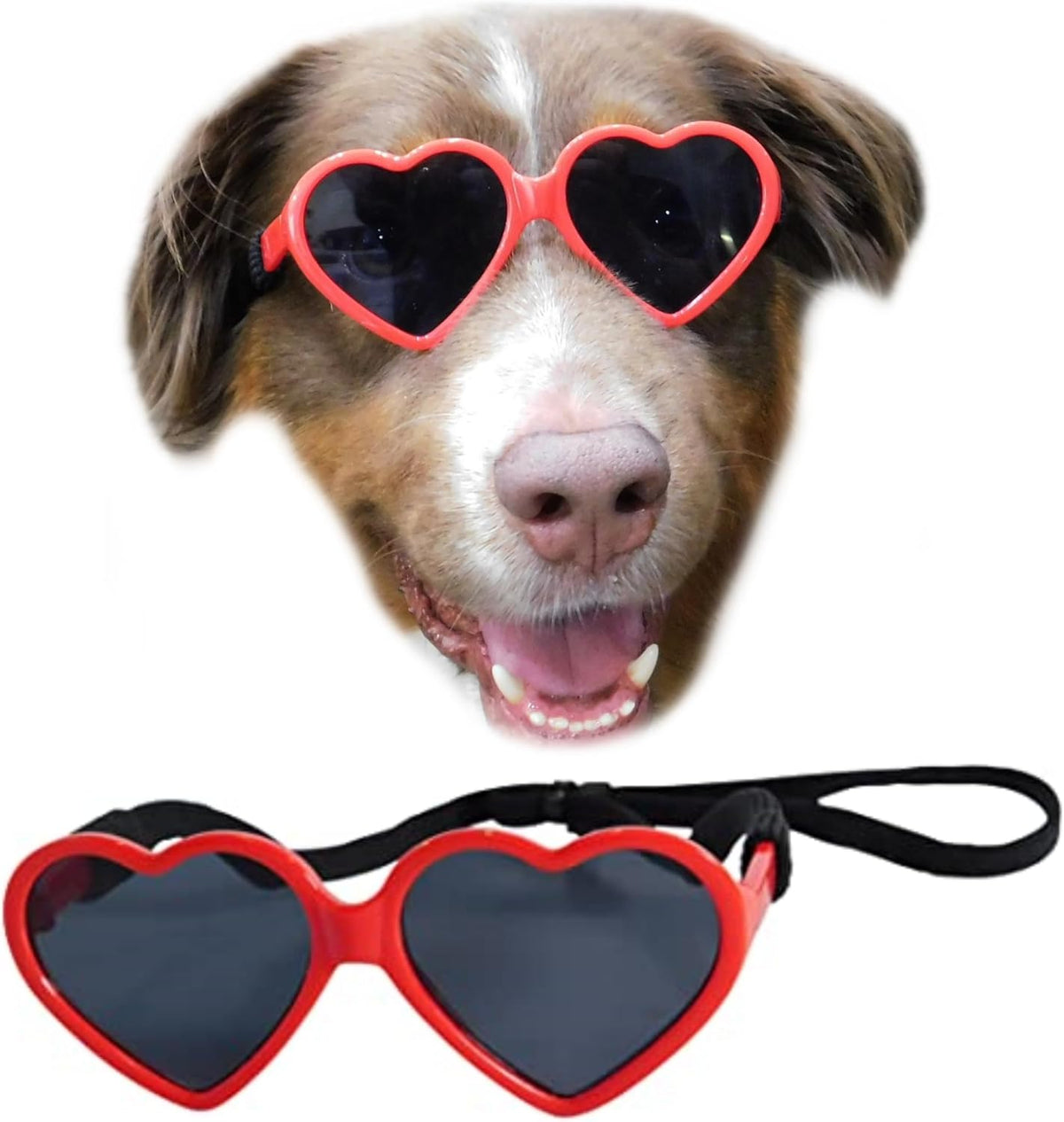 G012 Dog Pet Heart Shape Costume Prop Sunglasses Medium Breeds 20lb-40lbs (Pink-Pink Mirror)
