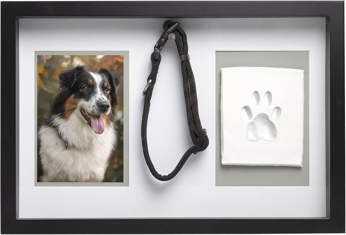 Pearhead Pet Collar Keepsake Frame - Dual Display Memorial Keepsake for Cat & Dog Collars, Wall Mount or Tabletop, Ideal Gift and Home Decor for Pet Owners, 3" x 4.5" Photo Insert, Espresso
