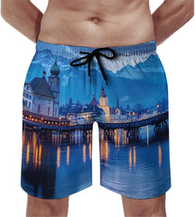 Lucerne Men's Swim Trunks Quick Dry Hawaii Board Shorts Mesh Lining Beach Swimwear with Pockets