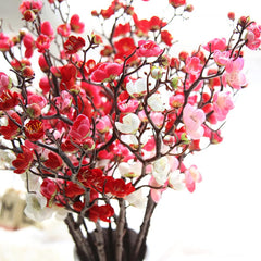 Artificial Plant Fake Flower Exquisite Artificial Flower Non-Fading Cloth Vivid Simulation Plum Blossom for Wedding Simulation Plum Blossom Vivid for Officefor Home-Light Pink