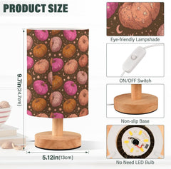 Glitter Pumpkins Star Bedside Table Lamp Small Desk Lamps Linen Fabric Shade Decorative Nightstand Lamp LED with USB Port Wood Base for Bedroom Living Room