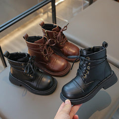 IWIHMIV Toddler Boy Winter Shoes Snow Boots for Kids Non Slip Short Boots Girls Ankle Boots Side Zipper Comfortable Dress Booties