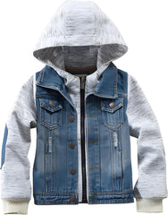 Boys Jean Jacket Kids Hooded Denim Jackets Zipper Outerwear Coat for 2-10 Years