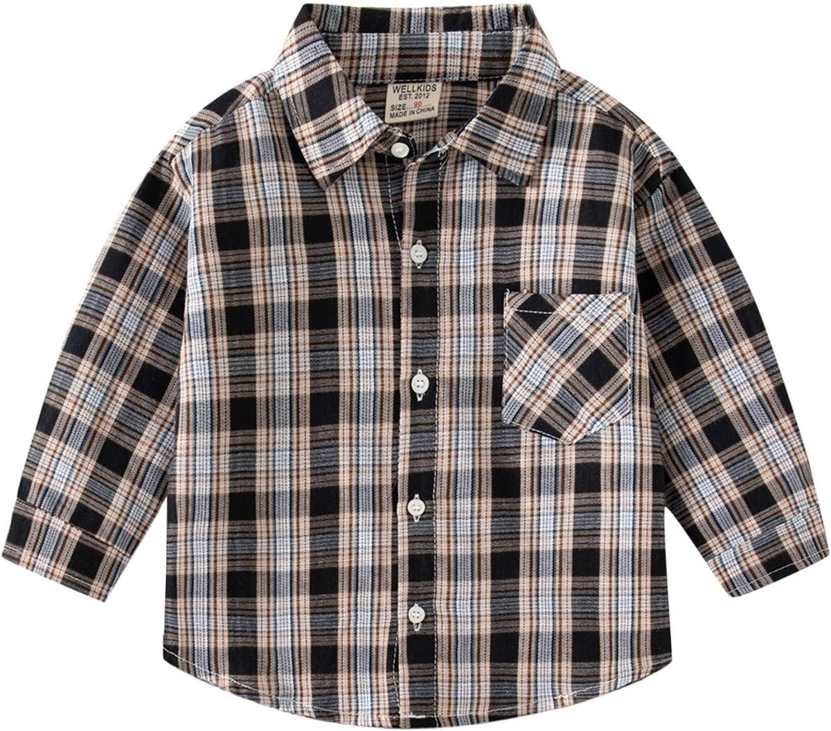 Toddler Boys Long Sleeve Fashion Plaid Shirt Tops Coat Outwear for Boys Clothing Basketball Pack