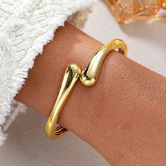 Gold Silver Bangle Bracelets for Women Chunky Non Tarnish Trendy Jewelry
