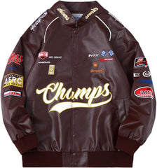 Aelfric Eden Faux Leather Jacket Oversized Racing Motorcycle Jackets Moto Coats Unisex Trendy Streetwear Jacket