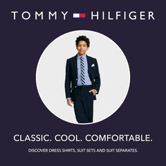 Tommy Hilfiger Boys' Flat-Front Dress Pant, Straight Leg Fit, Zip Fly & Belt Loops, Side & Back Pockets