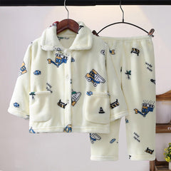 Boys Girls Winter Fleece 𝐏a𝐣amas Set Kids Toddler Flannel 𝐏js Button Down 𝐒leepwear 𝐂artoon 4t Clothes for Boys