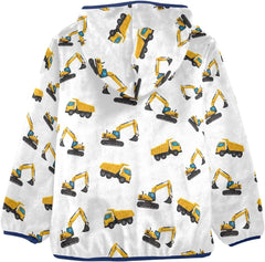 CHIFIGNO Construction Trucks Excavators White Toddler Boy Winter Coat Warm Fall Jacket for Toddler 3T