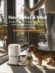 Automatic Cat Feeders - 2L Cat Food Dispenser Easy to Use, Timed Automatic Pet Feeder with Over 180-day Battery Life, 1-6 Meals Dry Food Programmable Portion Control Also for Dogs