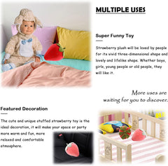 zhidiloveyou Strawberry Plush Red Cute Stuffed Strawberry Toy Fruit Pillow for Kids, 9 inch