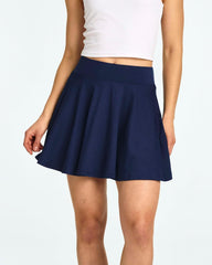 Real Essentials 4 Pack: Women's Basic Casual Stretchy Mini Skirt - Skater A-Line Flowy Flared (Available in Plus Size)