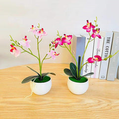 1 Set Artificial Potted Plant Anti-deform Anti Fade Faux Silk Flower Realistic Eye-catching Butterfly Orchid Flower Bonsai for Party - Pink