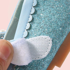 Shoes Girls Children's Leather Shoes Female Spring and Autumn Shoes Glitter Blue Flat Girls Size Shoes