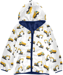 CHIFIGNO Construction Trucks Excavators White Toddler Boy Winter Coat Warm Fall Jacket for Toddler 3T