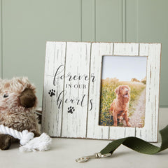Okuna Outpost Country Style Dog Frame - 9.5 x 7.9 in, White Rustic Wood - Dog Memorial Photo Display & Pet Remembrance Gift