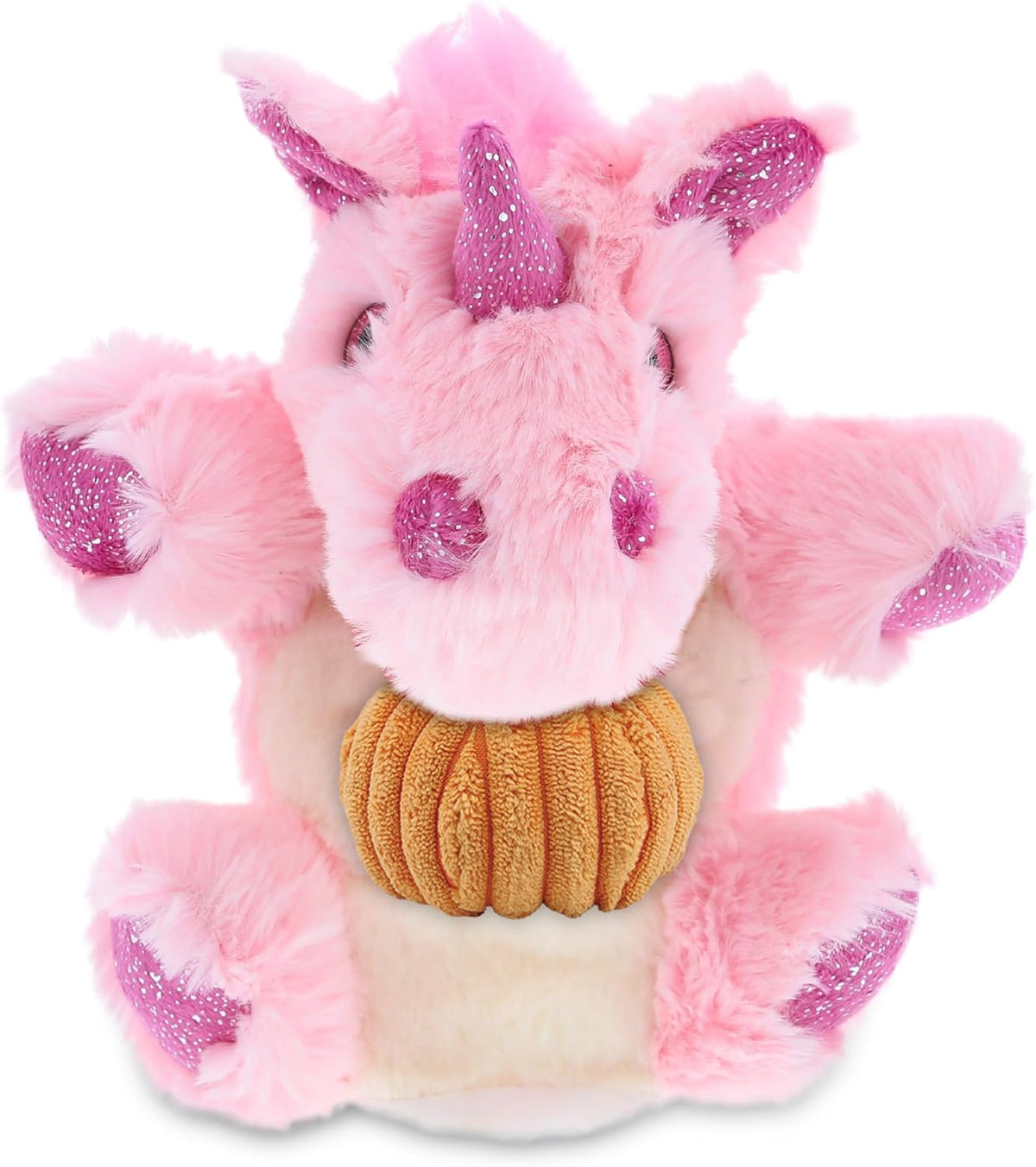 DolliBu Super Soft Unicorn Hand Puppet Stuffed Animal with Pumpkin Decor and Name Personalization - Pumpkin Plush Animal for Fall, Halloween and Thanksgiving, Pumpkin Toy for Kids, Adults - 9 Inches