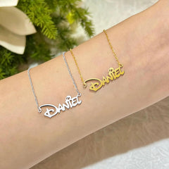 Personalized Name Necklace 18K Gold Plated Custom Nameplate Necklace Birthflower Pendant Dainty Jewelry Gift