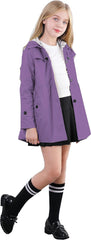Betusline Girls 2 Packs Trench Coat Hooded Lightweight Single Breasted Dress Outerwear Jacket,2-14 Years