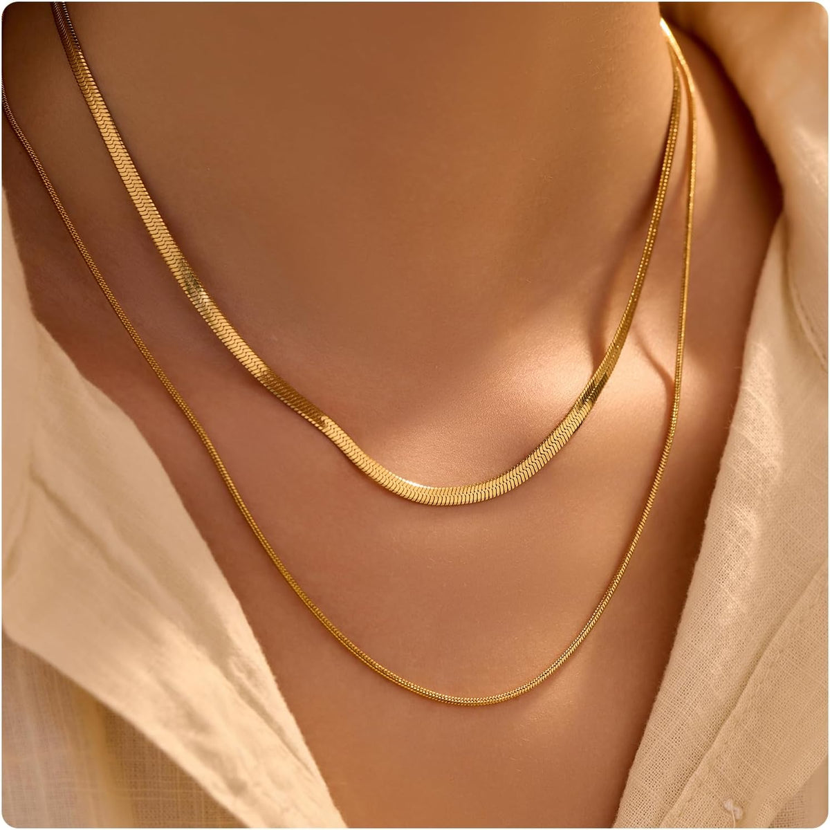 2 PCS Gold Necklace for Women, Cuba Chian Necklace, Layered Chains Necklace, Ideal for Special Occasions, Daily Wear, Wear Alone or Stacked on Summer Beach(Gold)