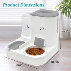 Fhiny Gravity Cat Feeder & Water Dispenser, 2 in 1 Automatic Puppy Waterer Removable Stainless Steel Food Bowls Set Self Feeding Pet Food Storage for Cat Kitten Puppy Easy Clean (White)
